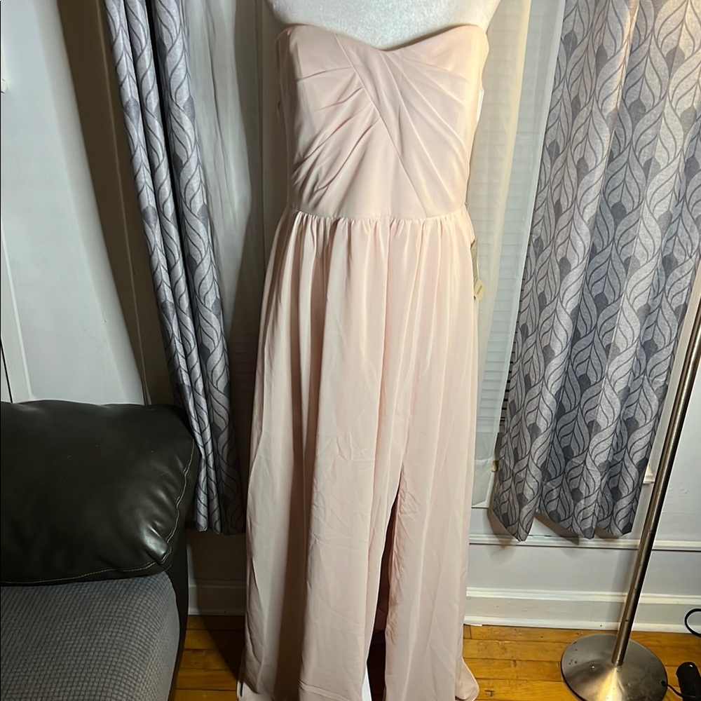 Social Bridesmaids Strapless Blush Gown